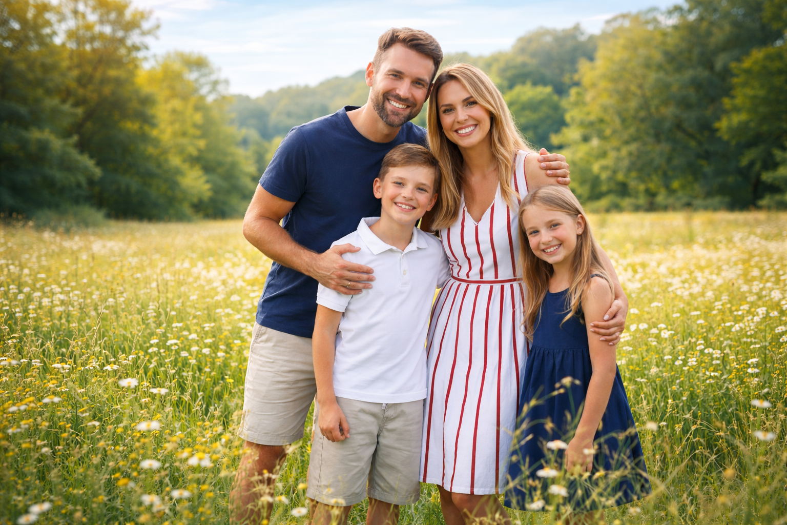 Happy family enjoying a healthy lifestyle outdoors